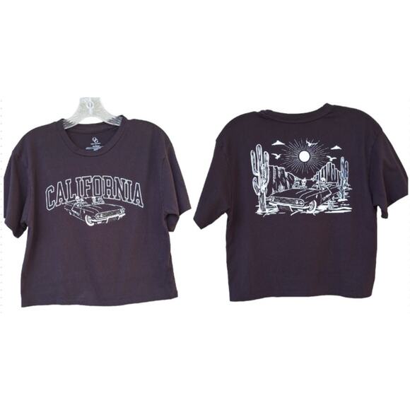 OG Organic Generation Skeletons Halloween CALIFORNIA Cropped Black Tee T shirt S - Picture 1 of 6